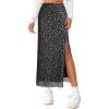 image:imageAvanova Womens Boho Floral Print Mesh Slit Split Long Skirts High Waisted Sexy Summer Maxi Skirts Black Large