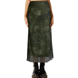 image:imageAvanova Womens Ditsy Floral High Waisted Skirts Lettuce Trim Summer Fall Boho Midi Skirt Floral Green R XSmall