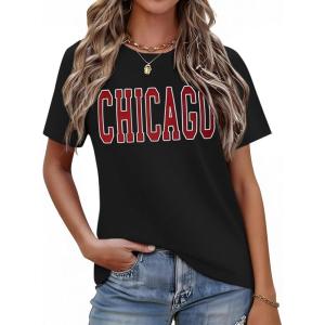 image:imageAvanova Womens Graphic Letter Print Short Sleeve TShirts Crewneck Casual Summer Cute Tees TopsBlack Red