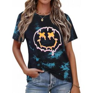 image:imageAvanova Womens Graphic Letter Print Short Sleeve TShirts Crewneck Casual Summer Cute Tees TopsBlue