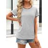 image:imageAvanova Ringer Tee Women Contrast Trim Short Sleeve Shirts Casual Summer Cotton T ShirtGrey Black