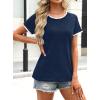 image:imageAvanova Ringer Tee Women Contrast Trim Short Sleeve Shirts Casual Summer Cotton T ShirtNavy