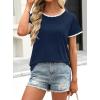 image:imageAvanova Ringer Tee Women Contrast Trim Short Sleeve Shirts Casual Summer Cotton T ShirtNavy