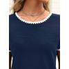 image:imageAvanova Ringer Tee Women Contrast Trim Short Sleeve Shirts Casual Summer Cotton T ShirtNavy