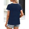 image:imageAvanova Ringer Tee Women Contrast Trim Short Sleeve Shirts Casual Summer Cotton T ShirtNavy