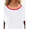 image:imageAvanova Ringer Tee Women Contrast Trim Short Sleeve Shirts Casual Summer Cotton T ShirtWhite Red