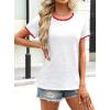 image:imageAvanova Ringer Tee Women Contrast Trim Short Sleeve Shirts Casual Summer Cotton T ShirtWhite Red
