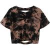 image:imageAvanova Tie Dye Shirt Women Criss Cross V Neck Crop Top Distressed Ripped Short Sleeve Cropped T Shirts Punk Rave RockBrown Black