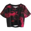 image:imageAvanova Tie Dye Shirt Women Criss Cross V Neck Crop Top Distressed Ripped Short Sleeve Cropped T Shirts Punk Rave RockRed Black