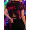 image:imageAvanova Tie Dye Shirt Women Criss Cross V Neck Crop Top Distressed Ripped Short Sleeve Cropped T Shirts Punk Rave RockRed Black