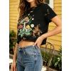 image:imageAvanova Vintage Mushroom Graphic Cropped Tee Shirts Short Sleeve Crop Tops Distressed Ripped TShirtLight Brown