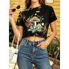 image:imageAvanova Vintage Mushroom Graphic Cropped Tee Shirts Short Sleeve Crop Tops Distressed Ripped TShirtLight Brown
