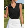 image:imageAvanova Women 14 Zip Polo V Neck Tank Tops Golf Shirts Sleeveless Collared Workout TopsBlack