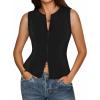 image:imageAvanova Women Blazer Vest Waistcoat Top Zip Up V Neck Sleeveless Business CasualBlack