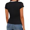 image:imageAvanova Women Color Block Button Down Shirts Ribbed Knit Short Sleeve TopsBlack