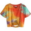 image:imageAvanova Women Crop Tops Skull Finger Graphic Tie Dye Tee Oversized Short Sleeve Shirt Muti C Small