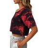image:imageAvanova Women Off The Shoulder Crop Tops Distressed Ripped Short Sleeve Cropped Tee TShirtBlack Red