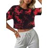 image:imageAvanova Women Off The Shoulder Crop Tops Distressed Ripped Short Sleeve Cropped Tee TShirtBlack Red