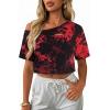 image:imageAvanova Women Off The Shoulder Crop Tops Distressed Ripped Short Sleeve Cropped Tee TShirtBlack Red