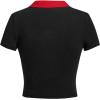 image:imageAvanova Women Polo Collared V Neck Tee Shirts Ringer Short Sleeve Crop TopsRed Black