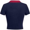 image:imageAvanova Women Polo Collared V Neck Tee Shirts Ringer Short Sleeve Crop TopsRed Blue