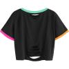 image:imageAvanova Women Raglan Shirt Ripped Distressed Crop Tops Short Sleeve Cropped T Shirts Summer TeeBlack Neon