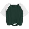 image:imageAvanova Women Raglan Shirt Ripped Distressed Crop Tops Short Sleeve Cropped T Shirts Summer TeeGreen White