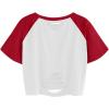 image:imageAvanova Women Raglan Shirt Ripped Distressed Crop Tops Short Sleeve Cropped T Shirts Summer TeeWhite Red