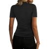 image:imageAvanova Women Ruched Mock Neck Tops Short Sleeve Fitted Dressy Casual Business Work ShirtsBlack