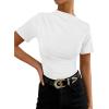 image:imageAvanova Women Ruched Mock Neck Tops Short Sleeve Fitted Dressy Casual Business Work ShirtsWhite