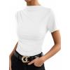 image:imageAvanova Women Ruched Mock Neck Tops Short Sleeve Fitted Dressy Casual Business Work ShirtsWhite