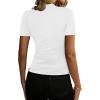 image:imageAvanova Women Ruched Mock Neck Tops Short Sleeve Fitted Dressy Casual Business Work ShirtsWhite