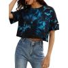 image:imageAvanova Womens Short Sleeve Tie Dye Ripped Crop Top Distressed TShirt Gothic Streetwear Y2K TeeBlue Black