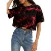 image:imageAvanova Womens Short Sleeve Tie Dye Ripped Crop Top Distressed TShirt Gothic Streetwear Y2K TeeRed Black