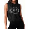 image:imageAvanova Womens Workout Shirts Sleeveless Hoodies Drawstring Open Side Gym Cropped Tank TopB Sun Moon
