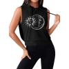 image:imageAvanova Womens Workout Shirts Sleeveless Hoodies Drawstring Open Side Gym Cropped Tank TopB Sun Moon