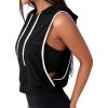 image:imageAvanova Womens Workout Shirts Sleeveless Hoodies Drawstring Open Side Gym Cropped Tank TopBlk With W Trim