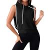 image:imageAvanova Womens Workout Shirts Sleeveless Hoodies Drawstring Open Side Gym Cropped Tank TopBlk With W Trim