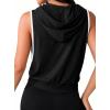 image:imageAvanova Womens Workout Shirts Sleeveless Hoodies Drawstring Open Side Gym Cropped Tank TopBlk With W Trim