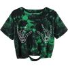 image:imageAVANOVA Women Skull Finger Graphic Distressed Tee Shirt Ripped Short Sleeve Crop TopsGreen Black