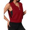 image:imageAvanova Women 14 Zip Polo V Neck Tank Tops Golf Shirts Sleeveless Collared Workout TopsRed
