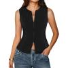 image:imageAvanova Women Blazer Vest Waistcoat Top Zip Up V Neck Sleeveless Business CasualBlack