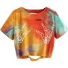 image:imageAvanova Women Crop Tops Skull Finger Graphic Tie Dye Tee Oversized Short Sleeve Shirt Muti C Small