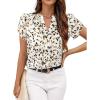 image:imageAvanova Women Tulip Short Sleeve Shirt Business Casual Dressy Blouse Notched V Neck Work TopFloral Beige