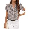 image:imageAvanova Women Tulip Short Sleeve Shirt Business Casual Dressy Blouse Notched V Neck Work TopKhaki Leopard