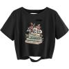 image:imageAvanova Women Vintage Floral Graphic Distressed Crop Tops Ripped Short Sleeve T ShirtBlack