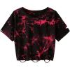 image:imageAvanova Womens Short Sleeve Tie Dye Ripped Crop Top Distressed TShirt Gothic Streetwear Y2K TeeRed Black