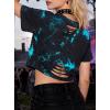 image:imageAvanova Tie Dye Shirt Women Ripped Short Sleeve Crop Tops Distressed Cropped T Shirts for Concert Halloween Goth RockBlue Black