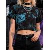 image:imageAvanova Tie Dye Shirt Women Ripped Short Sleeve Crop Tops Distressed Cropped T Shirts for Concert Halloween Goth RockBlue Black