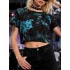 image:imageAvanova Tie Dye Shirt Women Ripped Short Sleeve Crop Tops Distressed Cropped T Shirts for Concert Halloween Goth RockBlue Black
